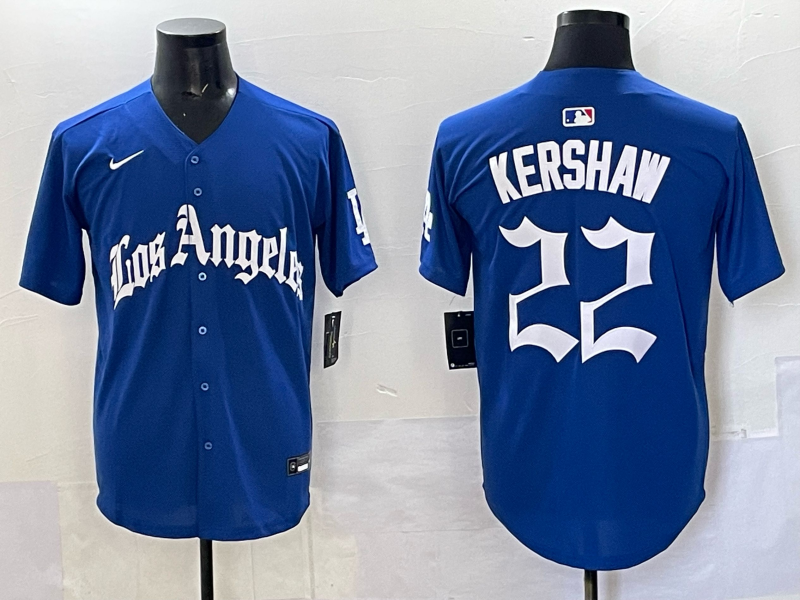 Men Los Angeles Dodgers #22 Kershaw Blue 2025 Nike MLB Jersey style 004->los angeles dodgers->MLB Jersey